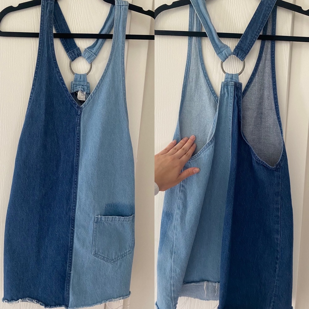 Divided Two-Tone Blue Denim Mini Dress